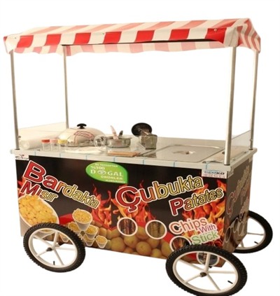 Tüplü Tekerlekli Çubukta Patates Ve Bardakta Mısır Arabası 60x120 (Model Şişli)