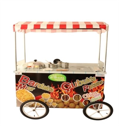 Tüplü Tekerlekli Çubukta Patates Ve Bardakta Mısır Arabası 60x120 (Model Şişli)