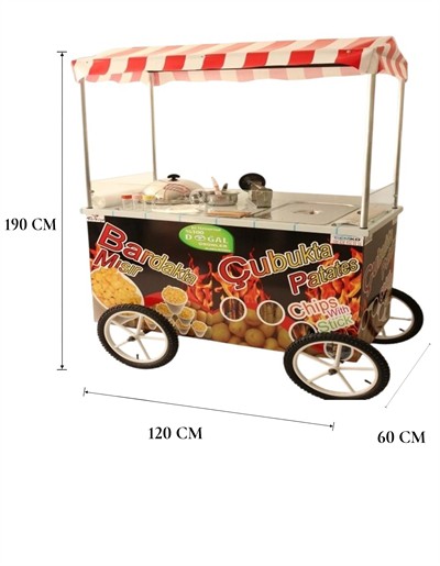 Tüplü Tekerlekli Çubukta Patates Ve Bardakta Mısır Arabası 60x120 (Model Şişli)