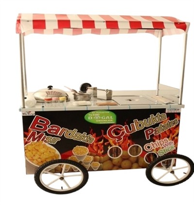 Tüplü Tekerlekli Çubukta Patates Ve Bardakta Mısır Arabası 60x120 (Model Şişli)