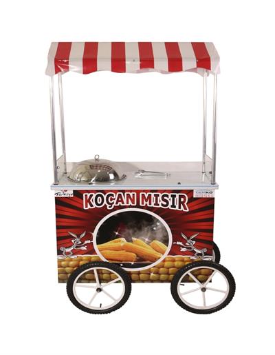 Tüplü Tekerlekli Koçan Mısır Tezgahı 36 Lık Kazan 60x100 cm (Model Hatay)