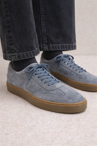 Bruno Erkek Hakiki Deri Süet Sneaker - Gri Günlük Casual Ayakkabı