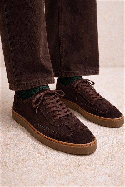 Bruno Erkek Hakiki Deri Süet Sneaker - Kahverengi Günlük Casual Ayakkabı