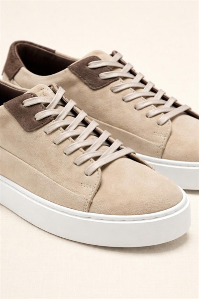 Erkek Bej Süet Hakiki Deri Casual Günlük Bağcıklı Sneaker Kauçuk Taban Ayakkabı – Dolce