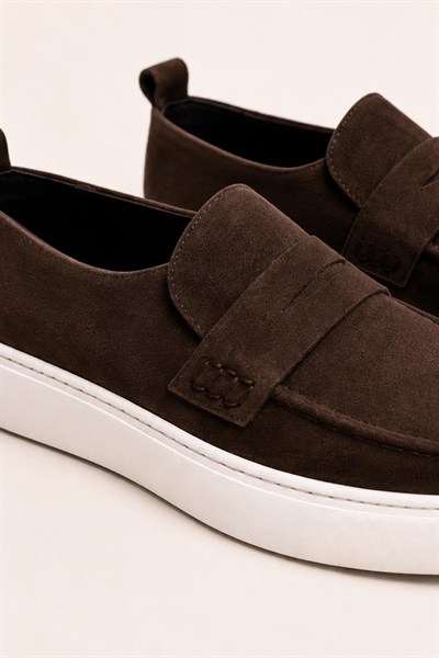 Erkek Kahverengi Süet Hakiki Deri Casual Günlük Loafer EVA Taban Ayakkabı – Republic