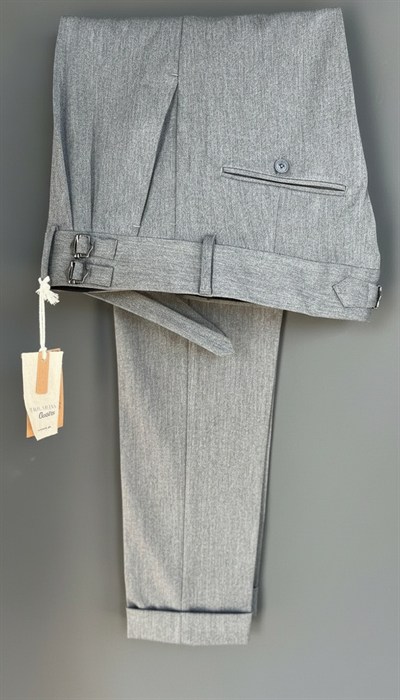 Çift Tokalı Pantolon Gri