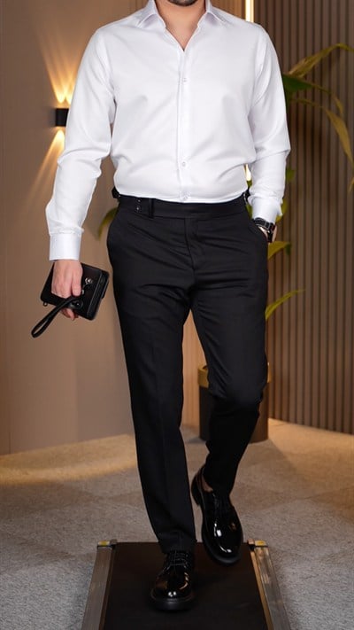 Pilesiz Tokalı Pantalon Siyah