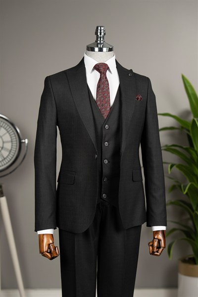 Yelekli Takım Elbise Siyah