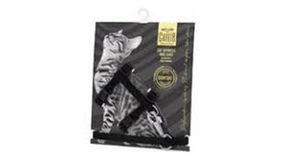 CATTİE KEDİ GÖĞÜS & GEZDİRME TAKIMI SİYAH 1X25-40CM
