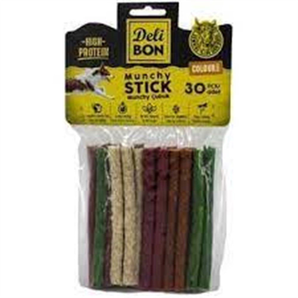 DELİBON DERİ MUNCHY ÇUBUK ORTA BOY 30Lİ PAKET KARIŞIK RENK KALINX30AD.