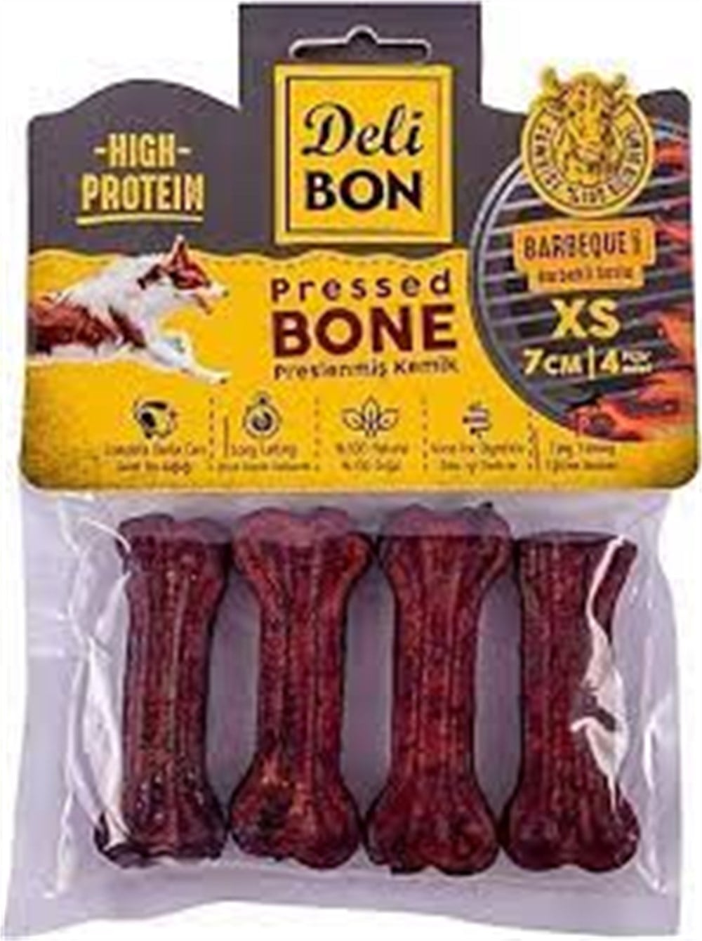 DELİBON DERİ PRES KEMİK 7CM XS BOY 4LÜ PAKET BARBEKÜ 7CMX4AD.