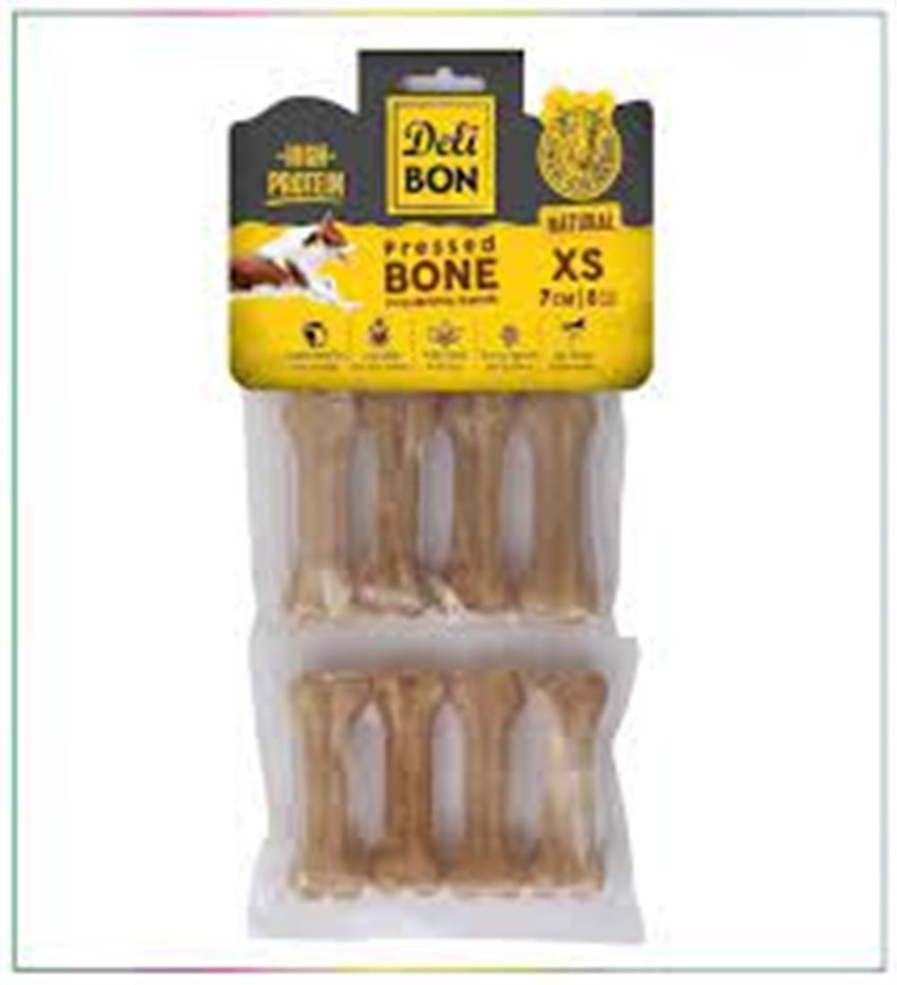 DELİBON DERİ PRES KEMİK 7CM XS BOY 8Lİ PAKET NATUREL 7CMX8AD.