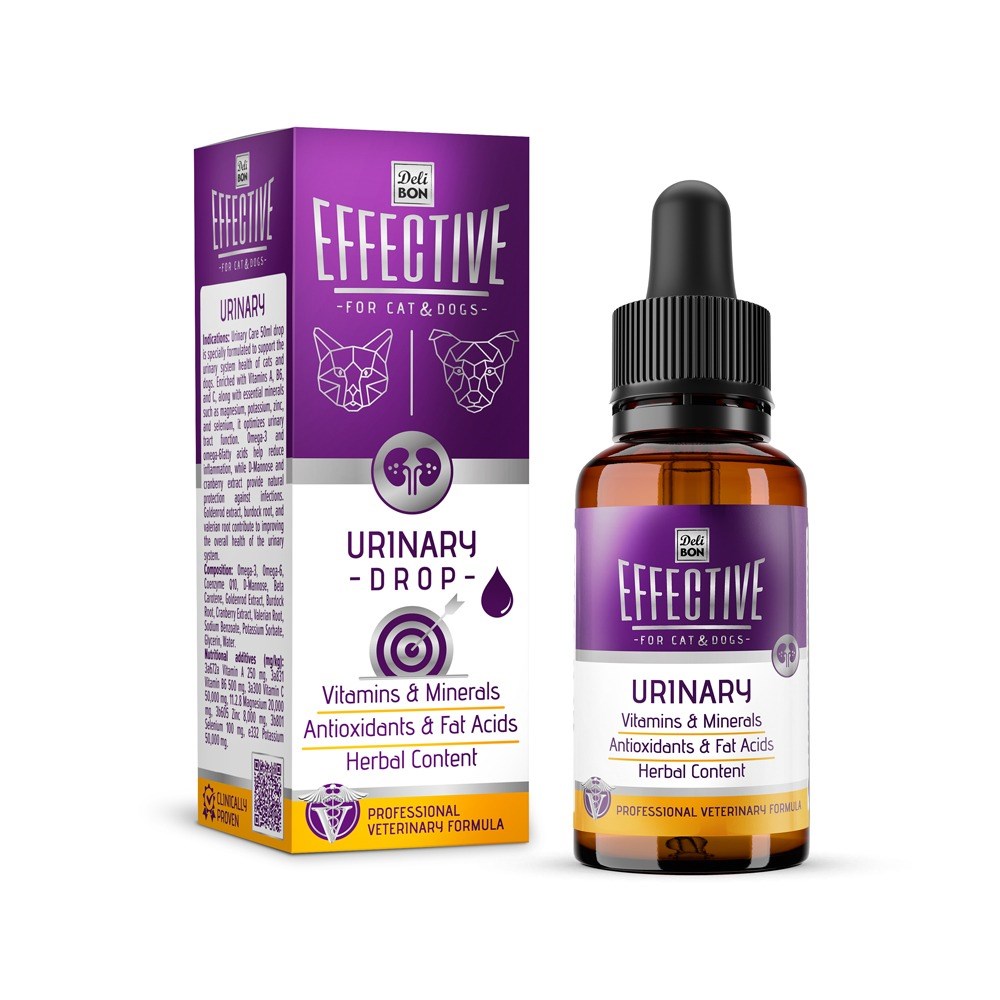 DELİBON EFFECTİVE KEDİ VE KÖPEK TAKVİYE ÜRÜNLERİ ÜRİNER SİSTEM SAĞLIĞI 50ML