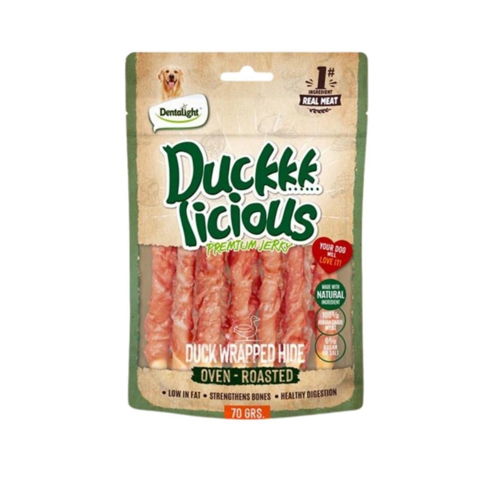 Dentalight Duckkk Licious Kurutulmuş Ördekli Deri Sarma Köpek Ödül Maması 70gr