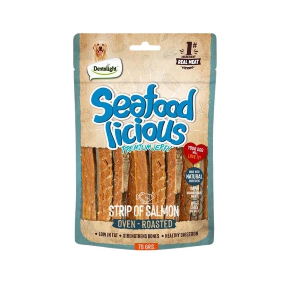 Dentalight Dentalight Seafood Licious Kurutulmuş Somonlu Şerit Köpek Ödül Maması 70gr En Ucuz Fiyatları ve Özellikleri