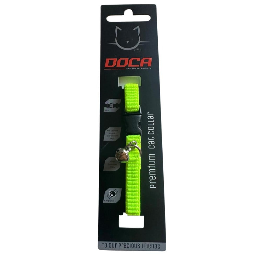 DOCA LASTİKL KEDİ BOYUN TASMASI 1,2 * 18-38 CM NEON YEŞİL
