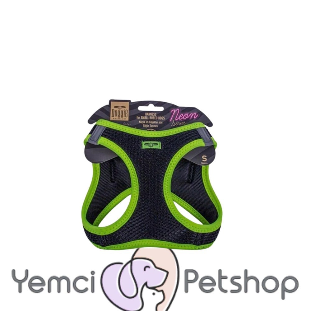 DOGGİE HAVALI DOKUMA NEON SERİSİ KÜÇÜK IRK GÖĞÜS TASMASI SARI M-38-44CM