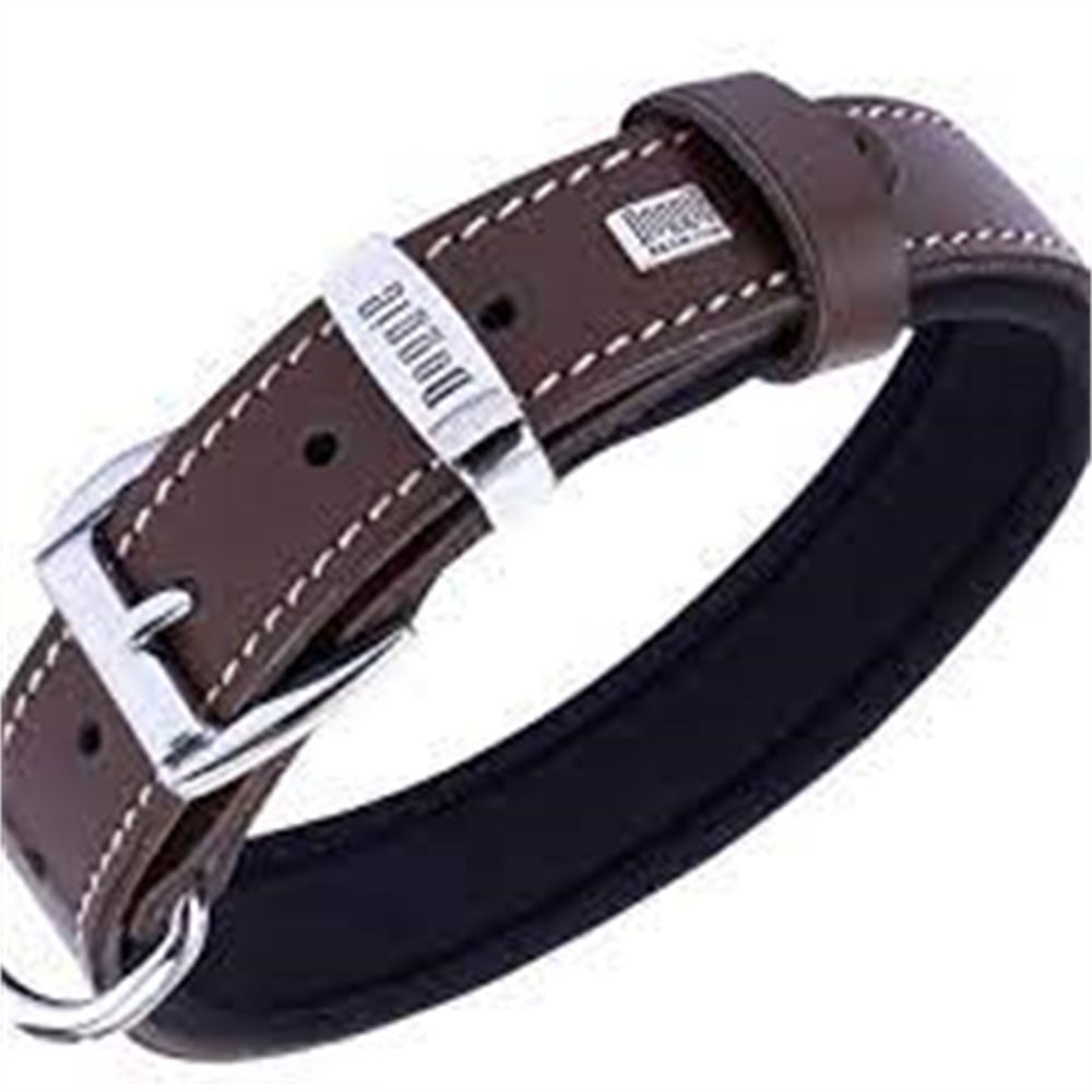 DOGGİE KONFOR DERİ KEMİK DESENLİ BOYUN TASMASI KAHVE 3,5X47-55CM