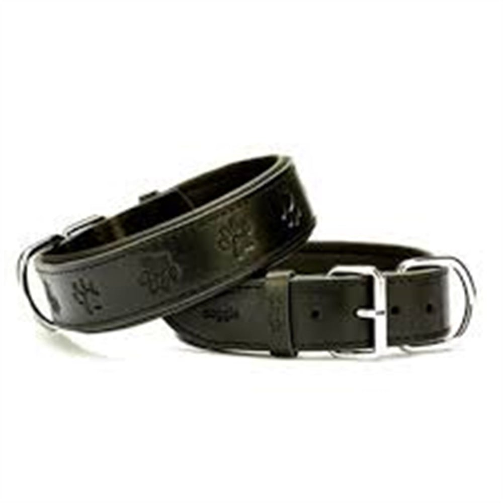 DOGGİE KONFOR DERİ PATİ DESENLİ BOYUN TASMASI SİYAH 2,5X37-45CM