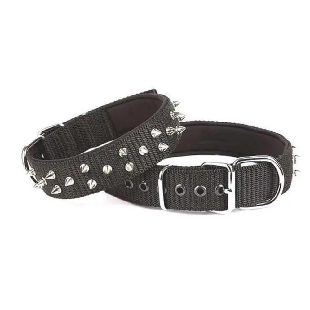 DOGGİE KONFOR DOKUMA BOL ÇİVİLİ BOYUN TASMASI SİYAH 4X52-60CM
