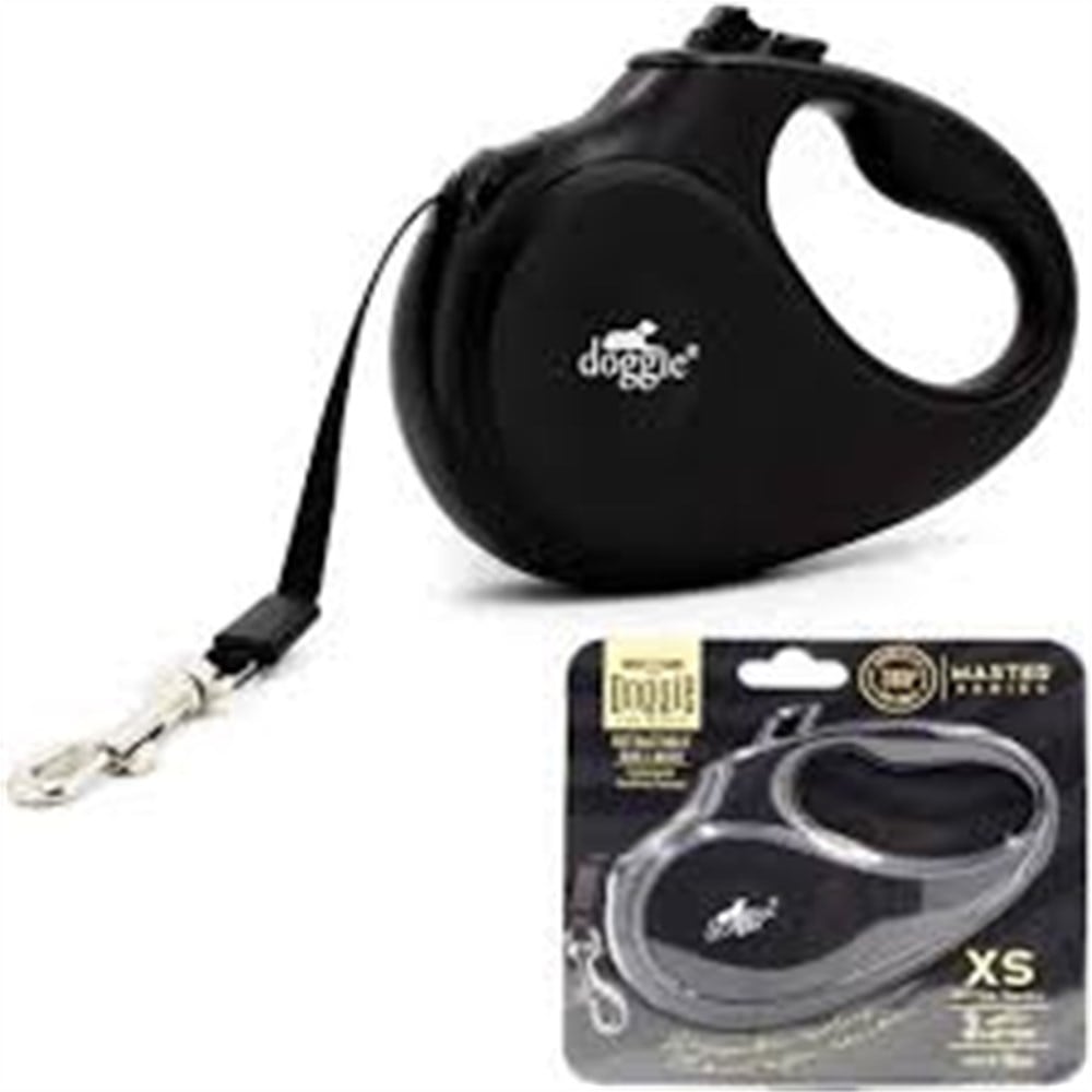 DOGGİE OTOMATİK UZATMA TASMASI MASTER SERİ SİYAH 12KG/3MT