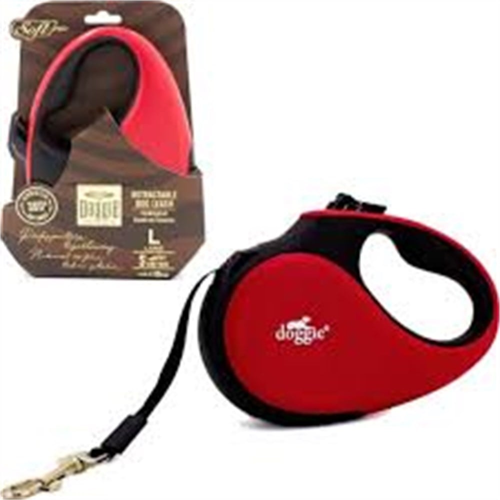 DOGGİE OTOMATİK UZATMA TASMASI SOFT SERİ KIRMIZI 50KG/5MT
