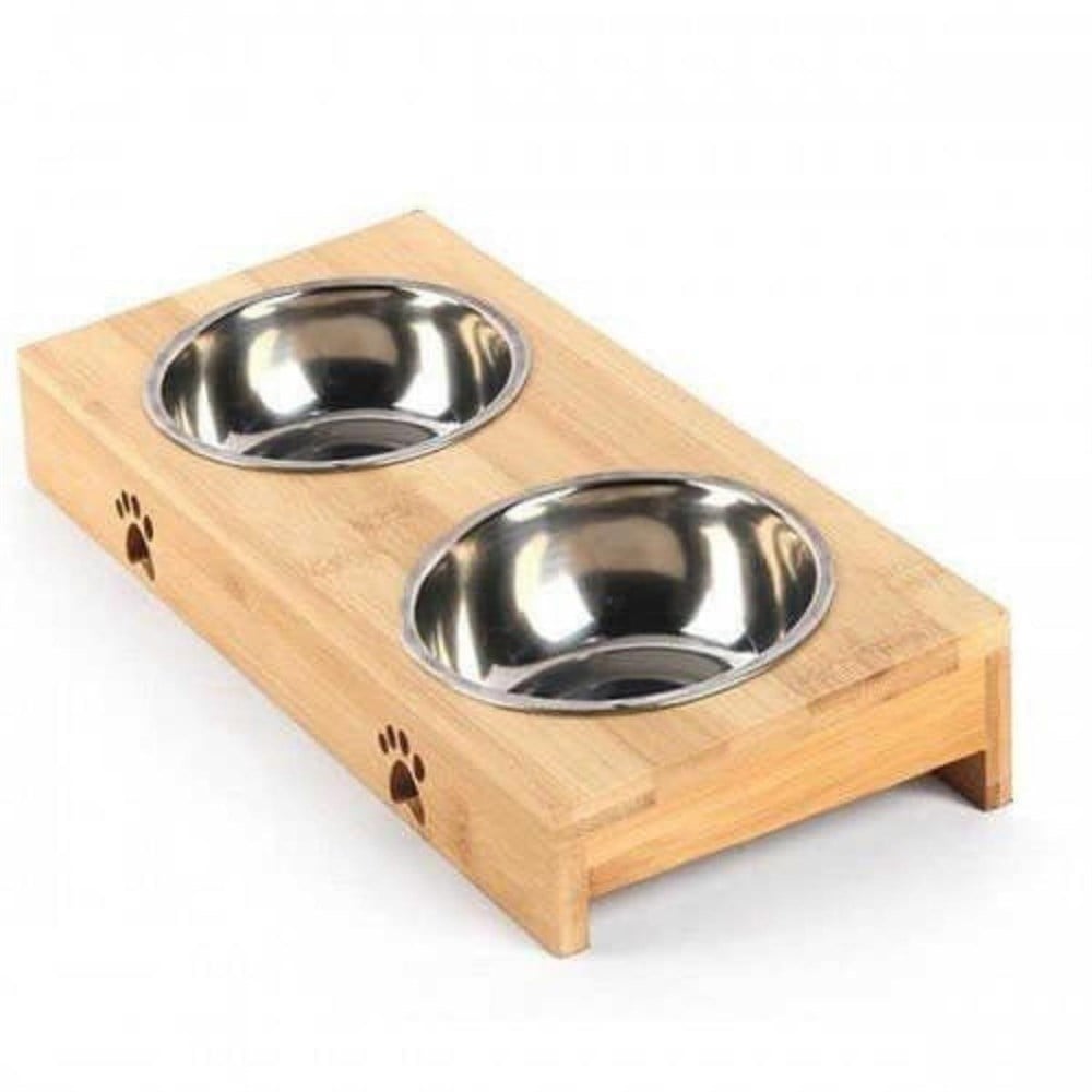 EuroGold EuroGold Ahşap Sehpalı İkili Çelik Kedi ve Küçük Irk Köpek Mama ve Su Kabı 2x200 Ml En Ucuz Fiyatları ve Özellikleri