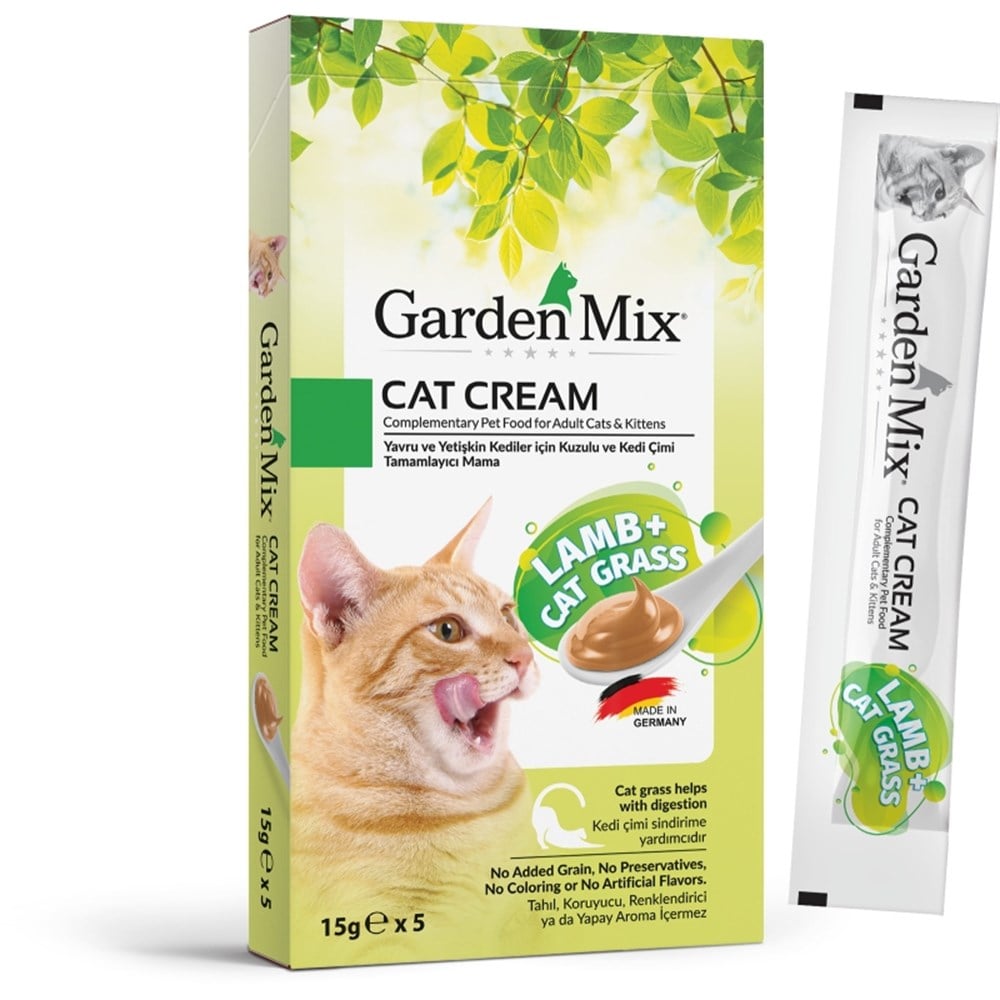 GARDEN MİX KEDİ ÖDÜL KREMASI KUZULU KEDİ OTLU 5 X 15 GR