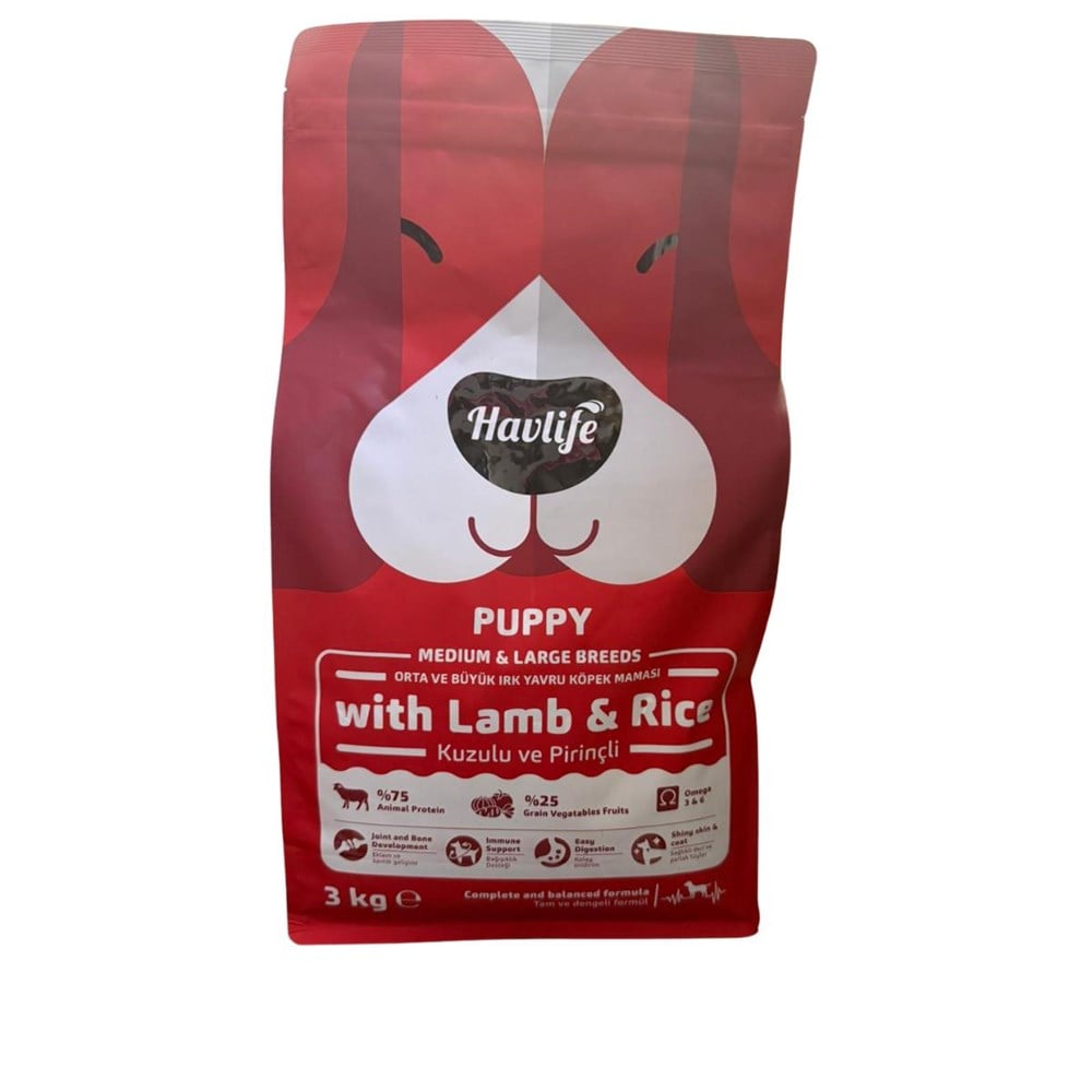 Havlife Orta ve Büyük Irk Kuzulu Yavru Köpek Maması 3 Kg