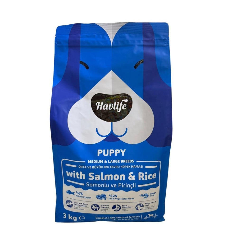 Havlife Orta ve Büyük Irk Somonlu Yavru Köpek Maması 3 Kg