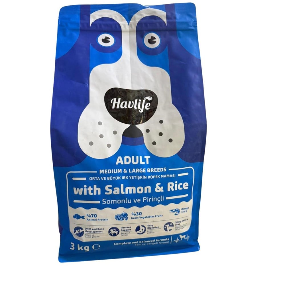 Havlife Orta ve Büyük Irk Somonlu Yetişkin Köpek Maması 3 Kg