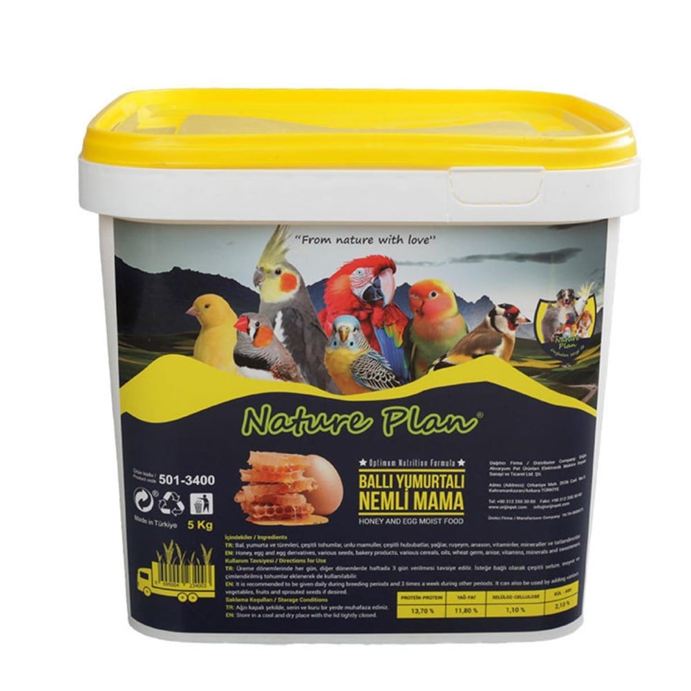 NATURE PLAN BALLI YUMURTALI YAŞ (NEMLİ) KUŞ MAMASI 5KG