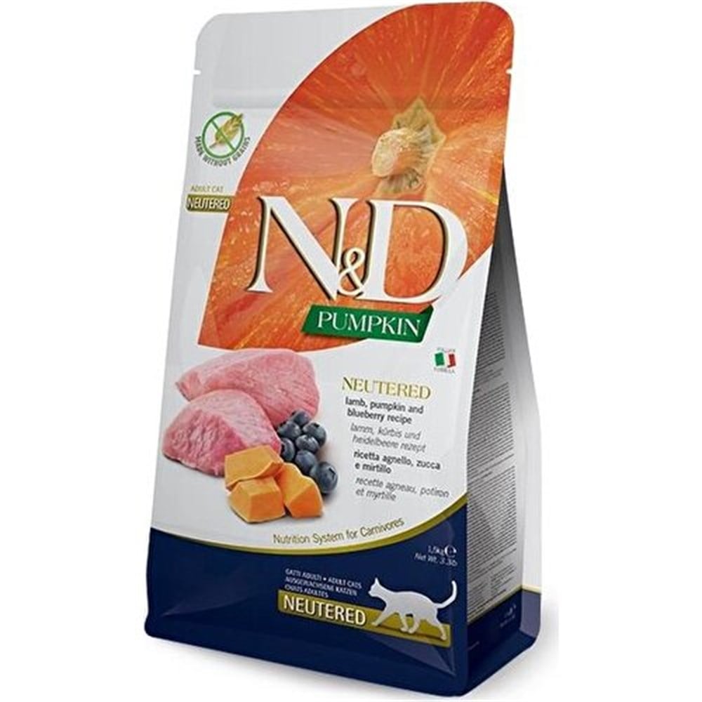 N&D Pumpkin Balkabaklı Kuzu Etli ve Yaban Mersinli Kısırlaştırılmış 1.5 kg Kedi Maması