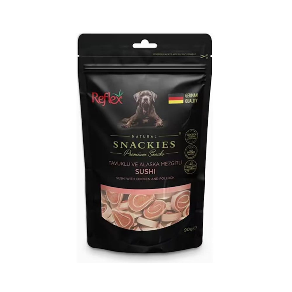 Reflex Snackies Tavuklu Alaska Mezgitli Kurutulmuş Et Köpek Ödülü 90gr