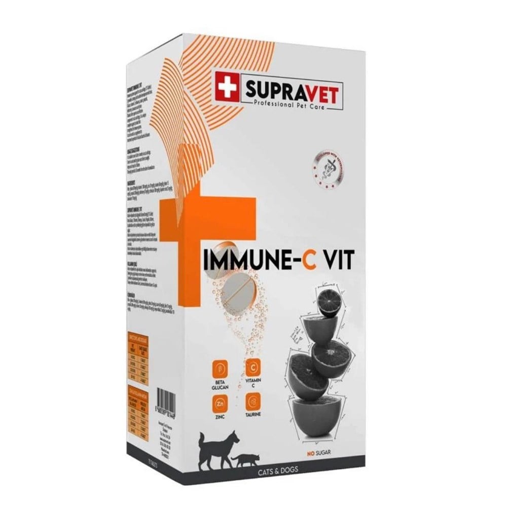 Supravet Kedi ve Köpek Bağışıklık Güçlendirici Immune C-Vitamin Tablet 75'li