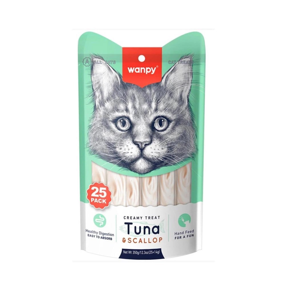 Wanpy Creamy Ton Balıklı ve Deniz Taraklı Krema Kedi Ödülü 25 Adet (14 gr)