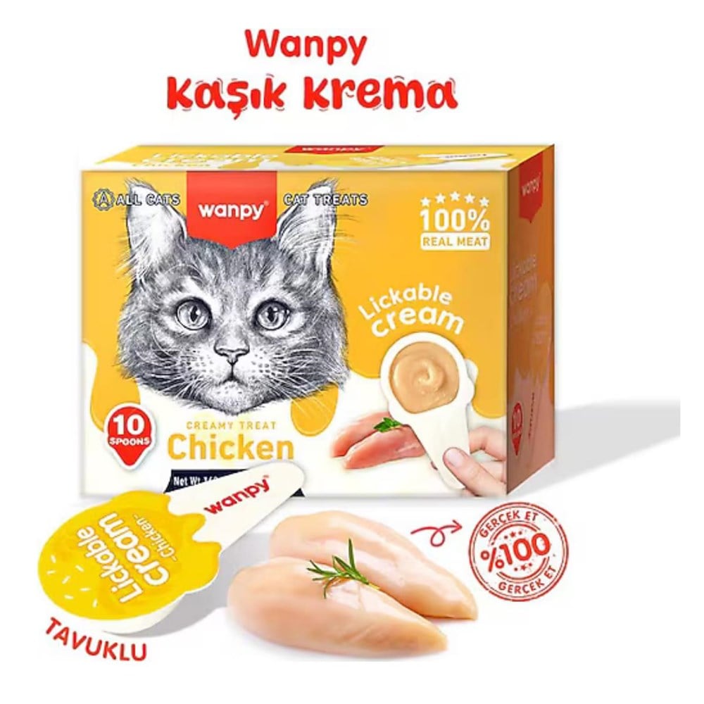 Wanpy Tavuklu 10x16 gr Kaşık Krema Kedi Ödül Maması
