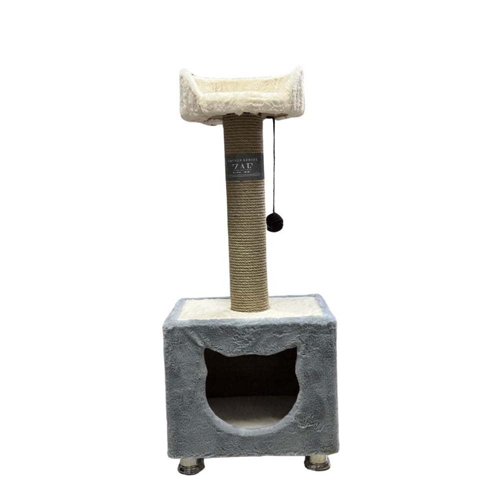 ZAF CAT BOX KEDİ NANELİ ÜSTÜ YATAKLI KEDİ EVİ GRİ