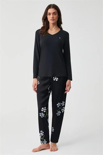 Yumuşak Dokulu Pijama Takımı - Siyah