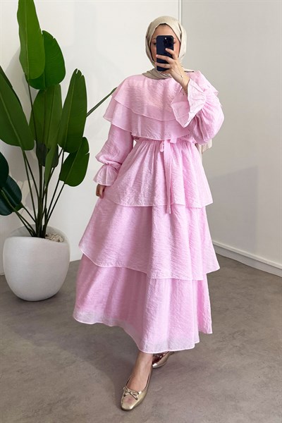 Agata Astarlı Elbise - Pembe