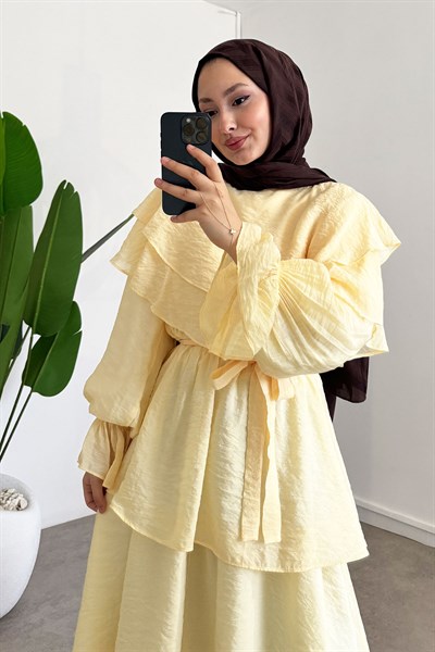 Agata Astarlı Elbise - Sarı