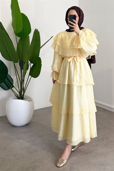 Agata Astarlı Elbise - Sarı