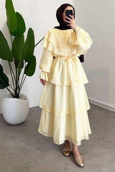 Agata Astarlı Elbise - Sarı