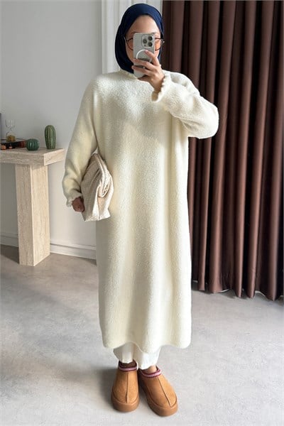 Angora Elbise - Beyaz