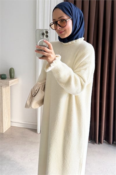 Angora Elbise - Beyaz
