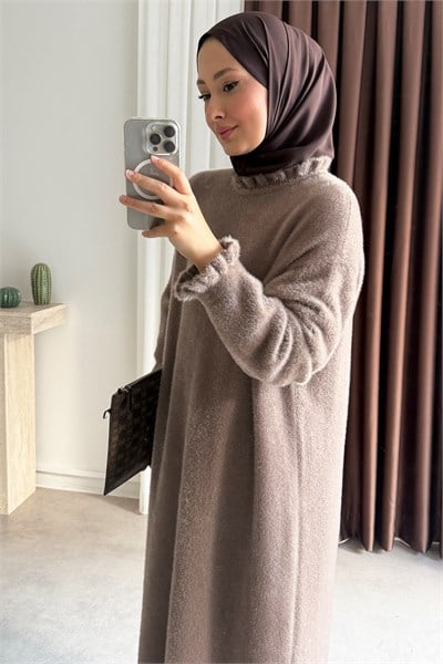 Angora Elbise - Vizon
