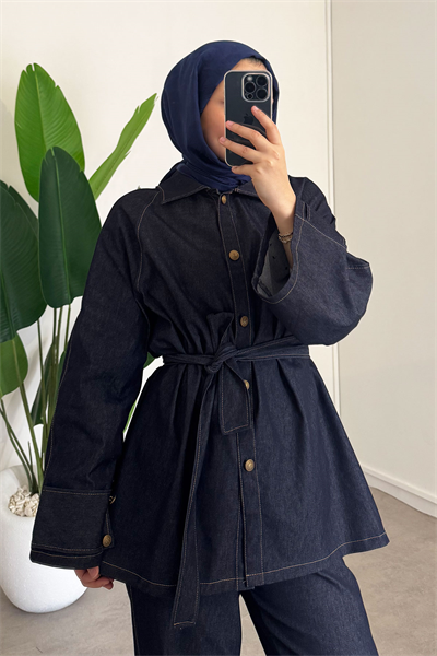 Apoletli Denim Takım - Lacivert