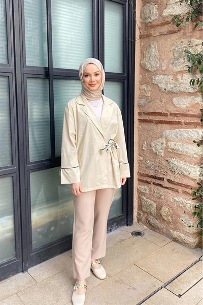 ARABİYELİ CEKET 9-51607  - BEJ