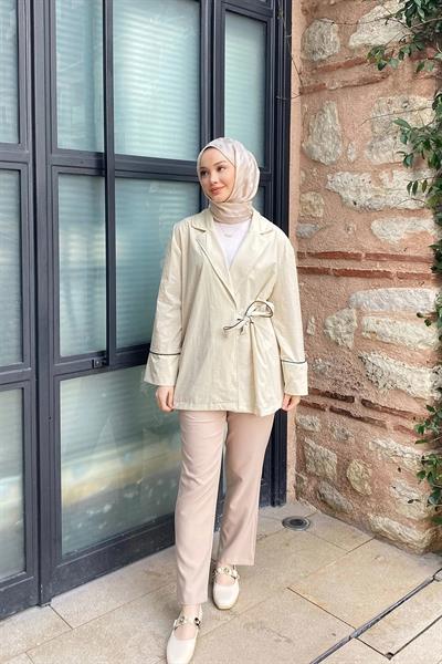 ARABİYELİ CEKET 9-51607  - BEJ