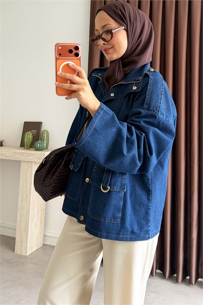 Astarlı Denim Ceket - Koyu Kot